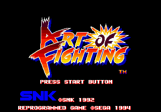 Art of Fighting (USA) Title Screen